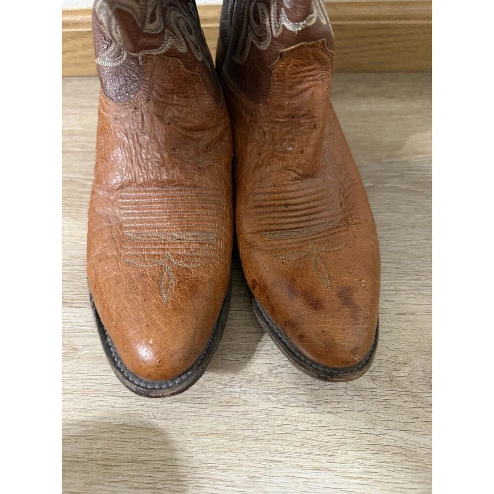 Luchesse 2000 Mens Western Cowboy Boots Brown Leather Embroidered US Size 10D
